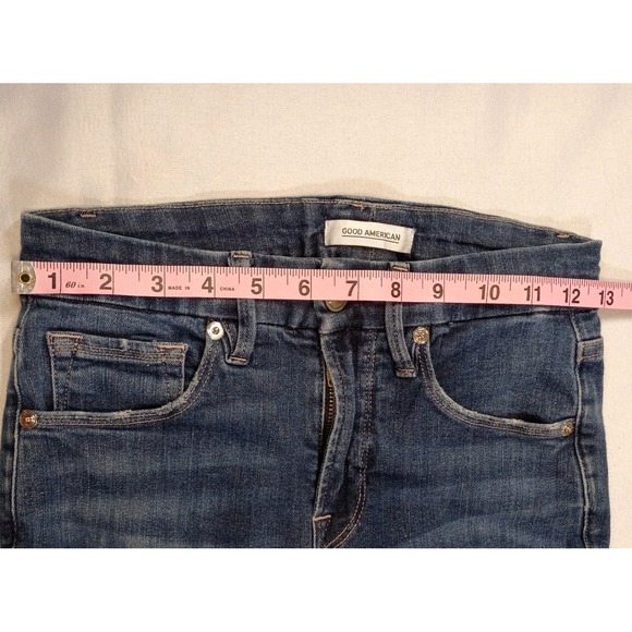 Good American Good Legs Crop Mid Rise Denim Jeans Women 0 / 25 Pockets - Picture 9 of 12
